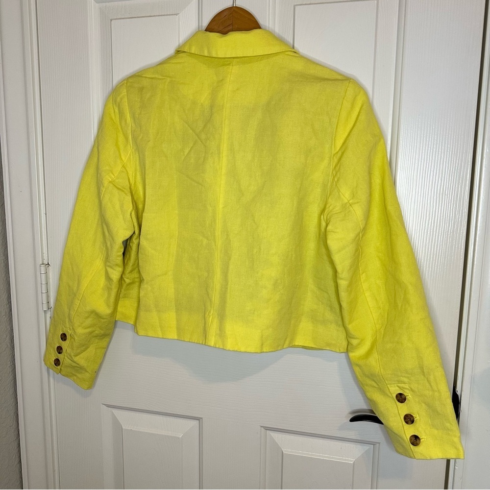 BNWT Sundance Yellow Linen Cotton Blend Clarice Tuxedo Blazer Sz PL Spring Chic - Picture 5 of 11